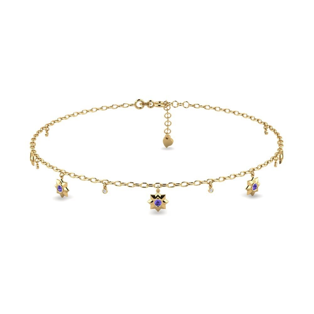 14ct Yellow Gold Tanzanite Women's Anklet Brookins