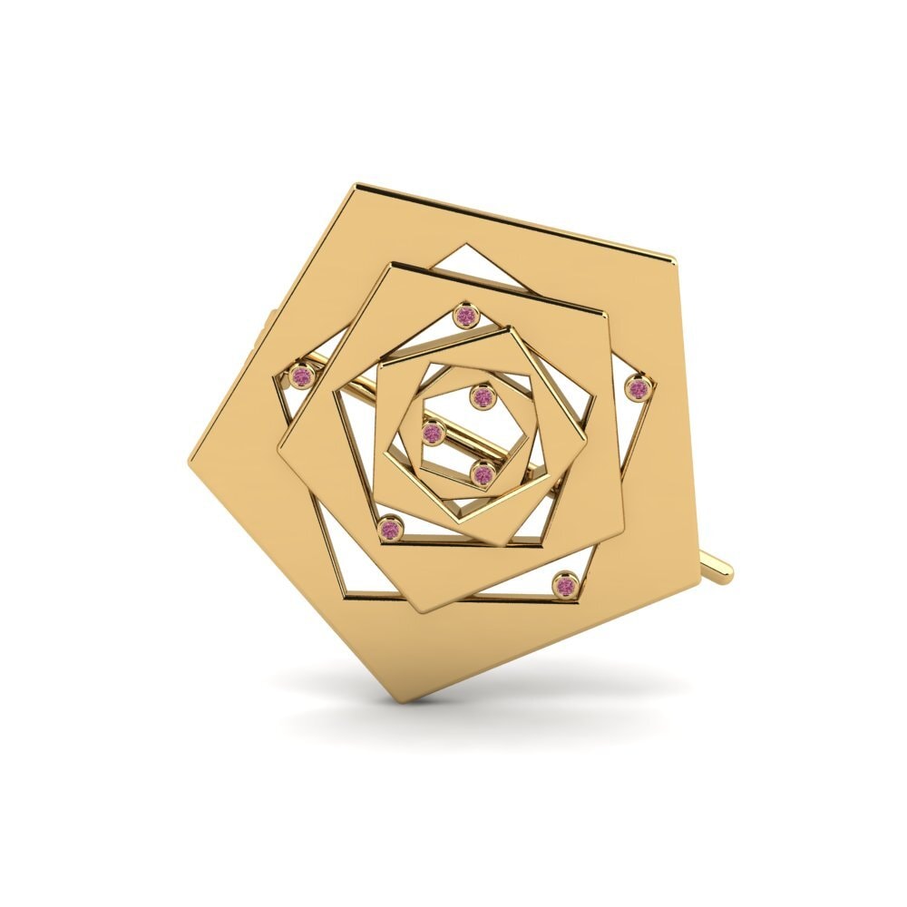 14ct Yellow Gold Rhodolite Garnet Brooch Browke