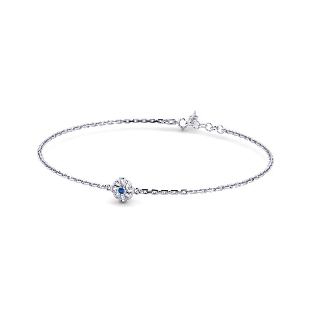 925 Prata de lei Zircônia azul escuro Pulseira Feminino Brunch