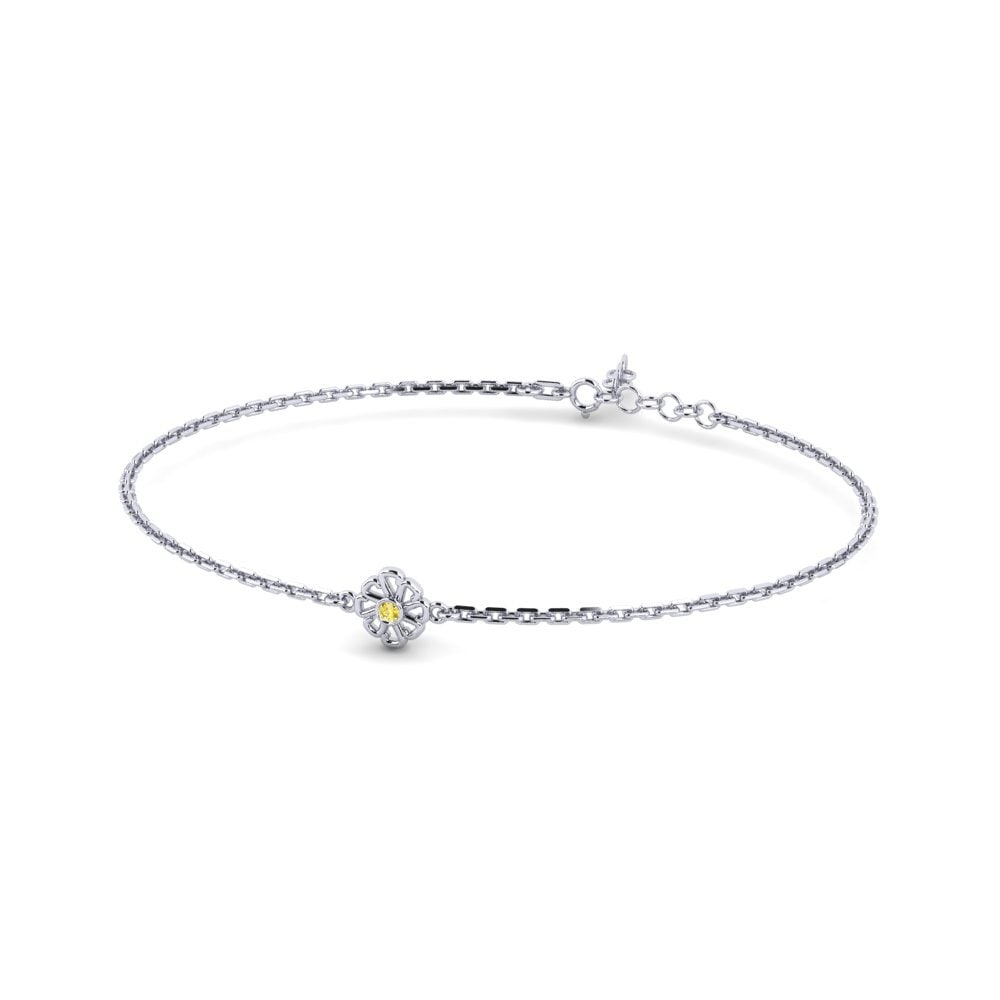 White Silver Yellow Sapphire Women's Bracelet Brunch