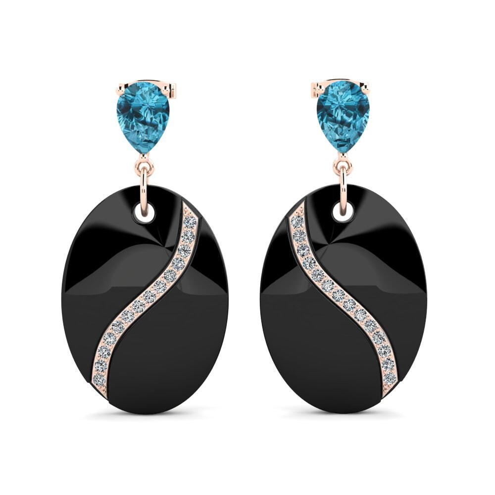9ct Rose Gold Blue Zircon Women's Earring Brunner