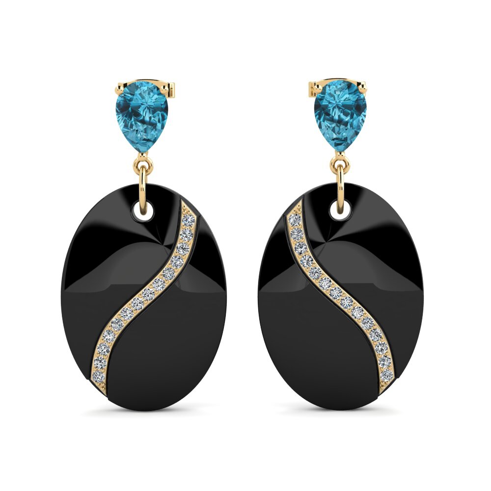 14ct Yellow Gold Blue Zircon Women's Earring Brunner