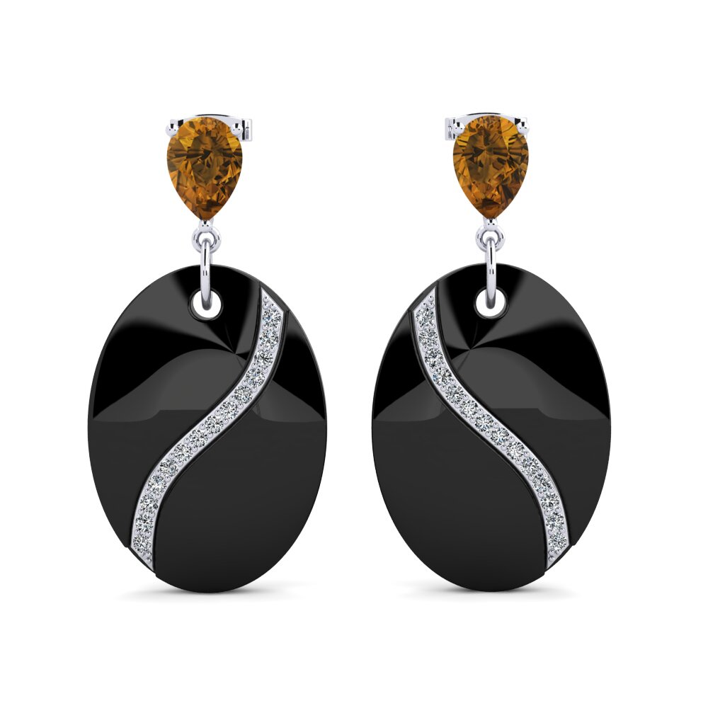 White Silver Brown Zircon Women's Earring Brunner