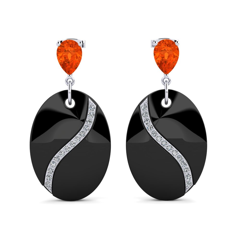 950 Platinum Fire Opal Women's Earring Brunner