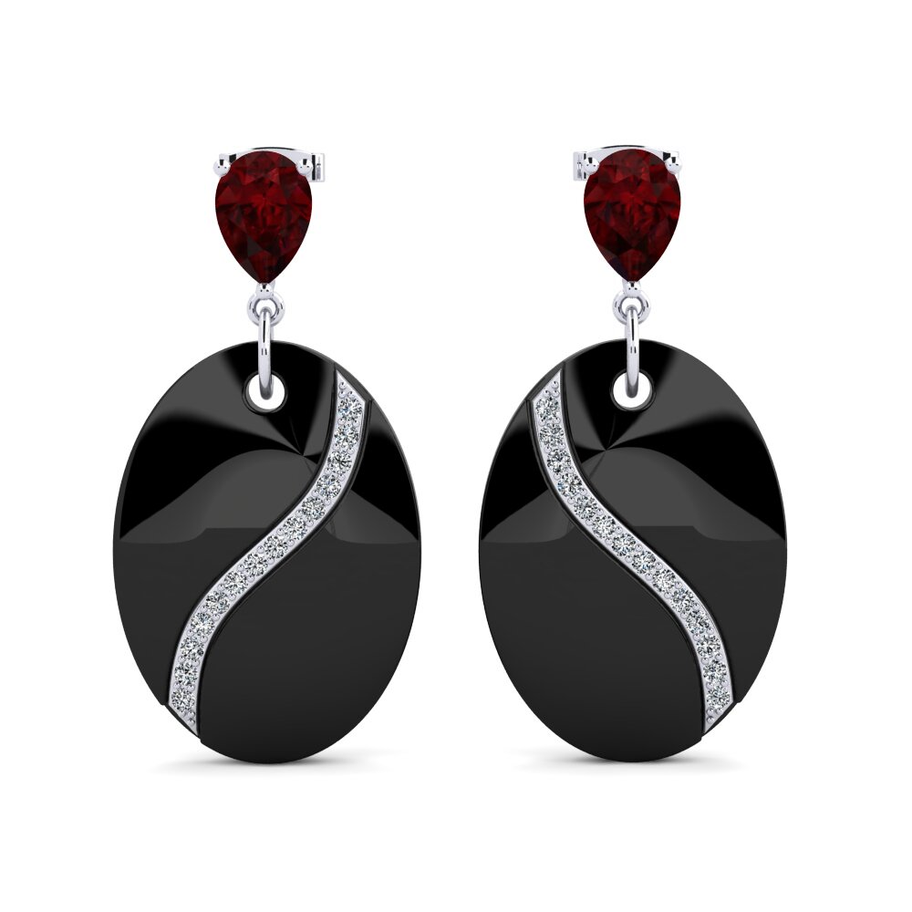 18ct White Gold Garnet Women's Earring Brunner