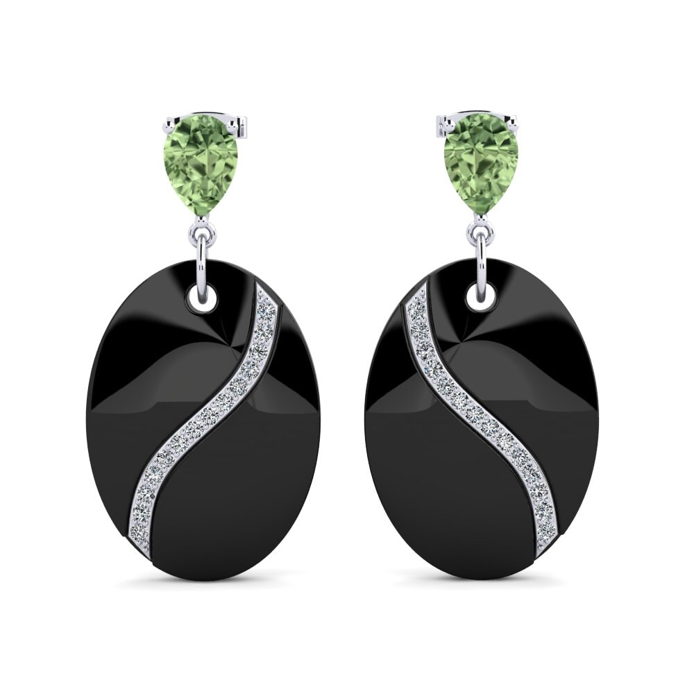 White Silver Green Sapphire Women's Earring Brunner