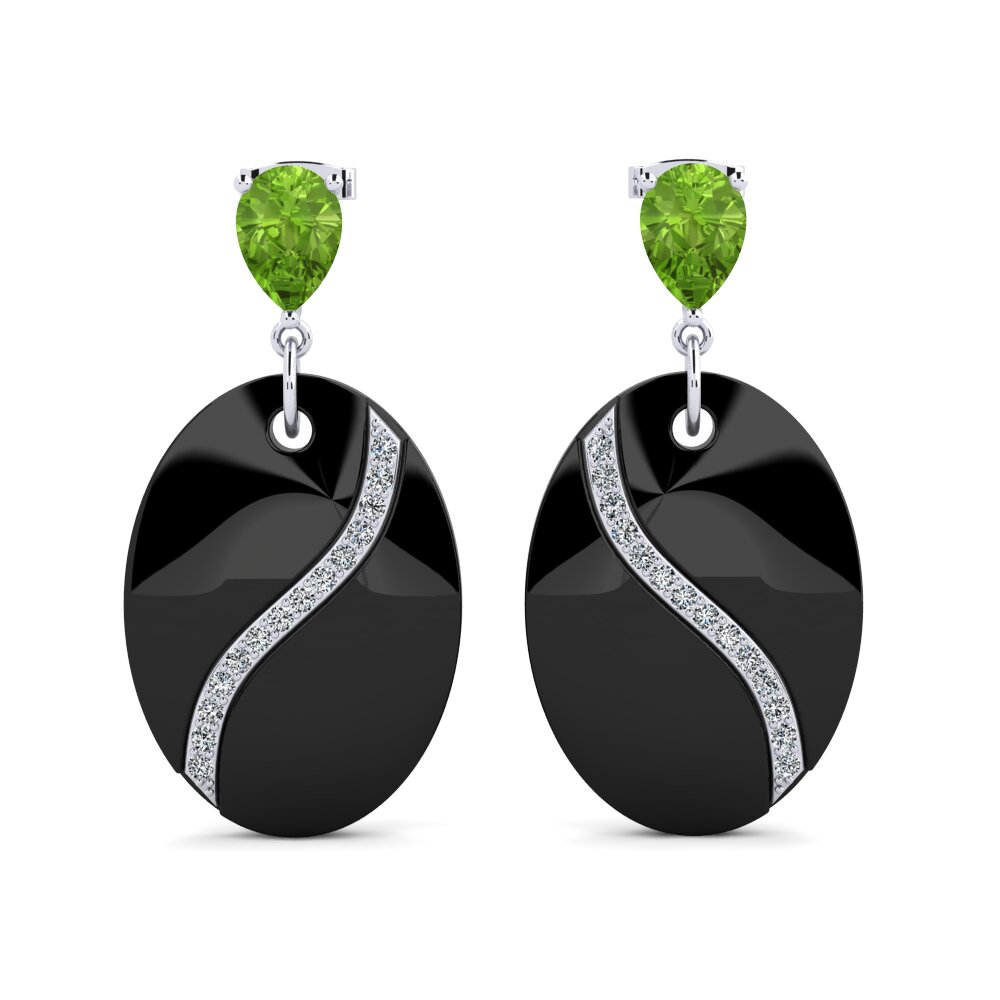 White Silver Peridot Women's Earring Brunner