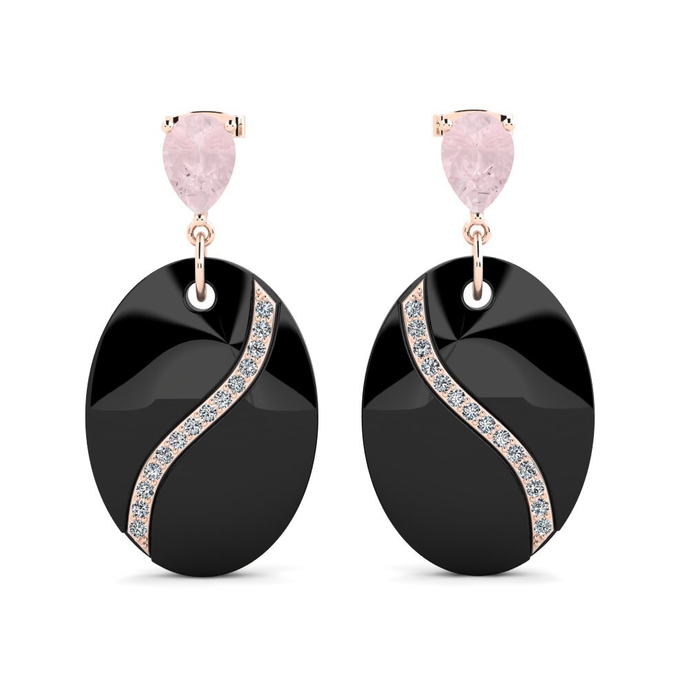 18ct Rose Gold Rose Quartz Women's Earring Brunner