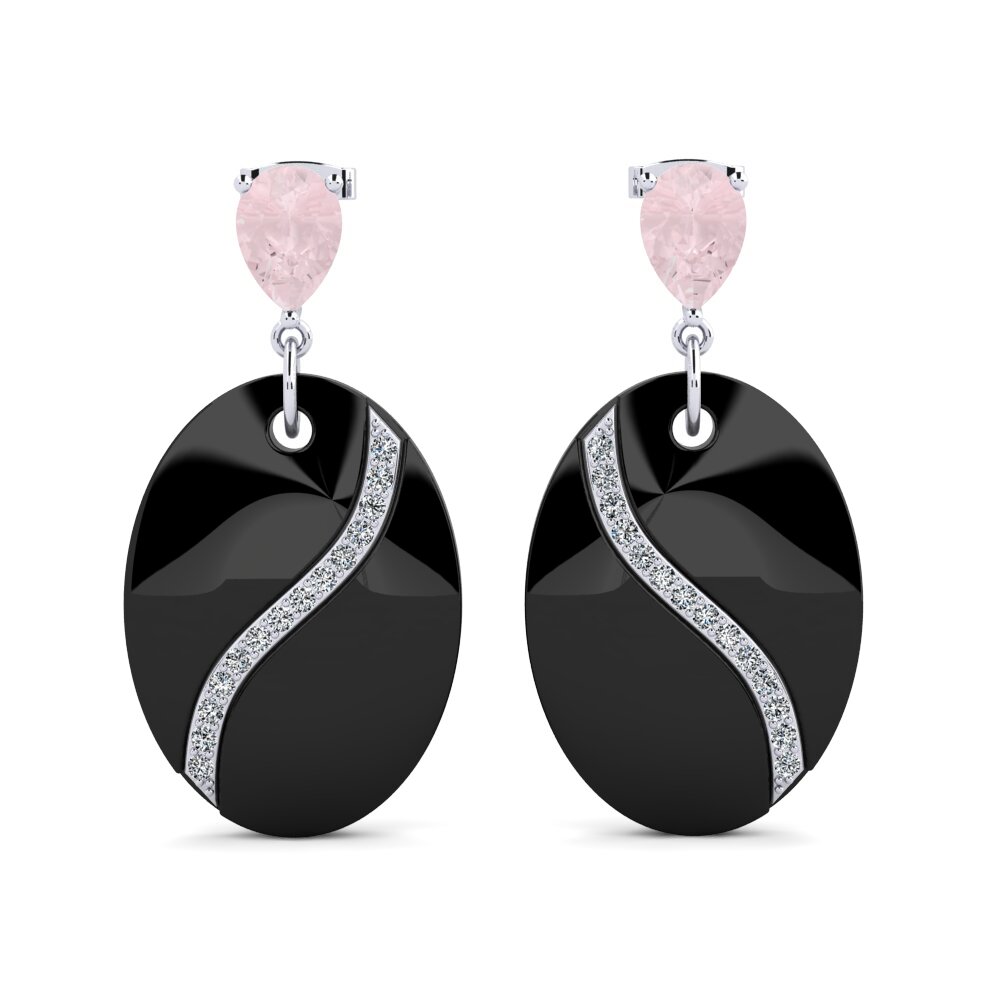 White Silver Rose Quartz Women's Earring Brunner