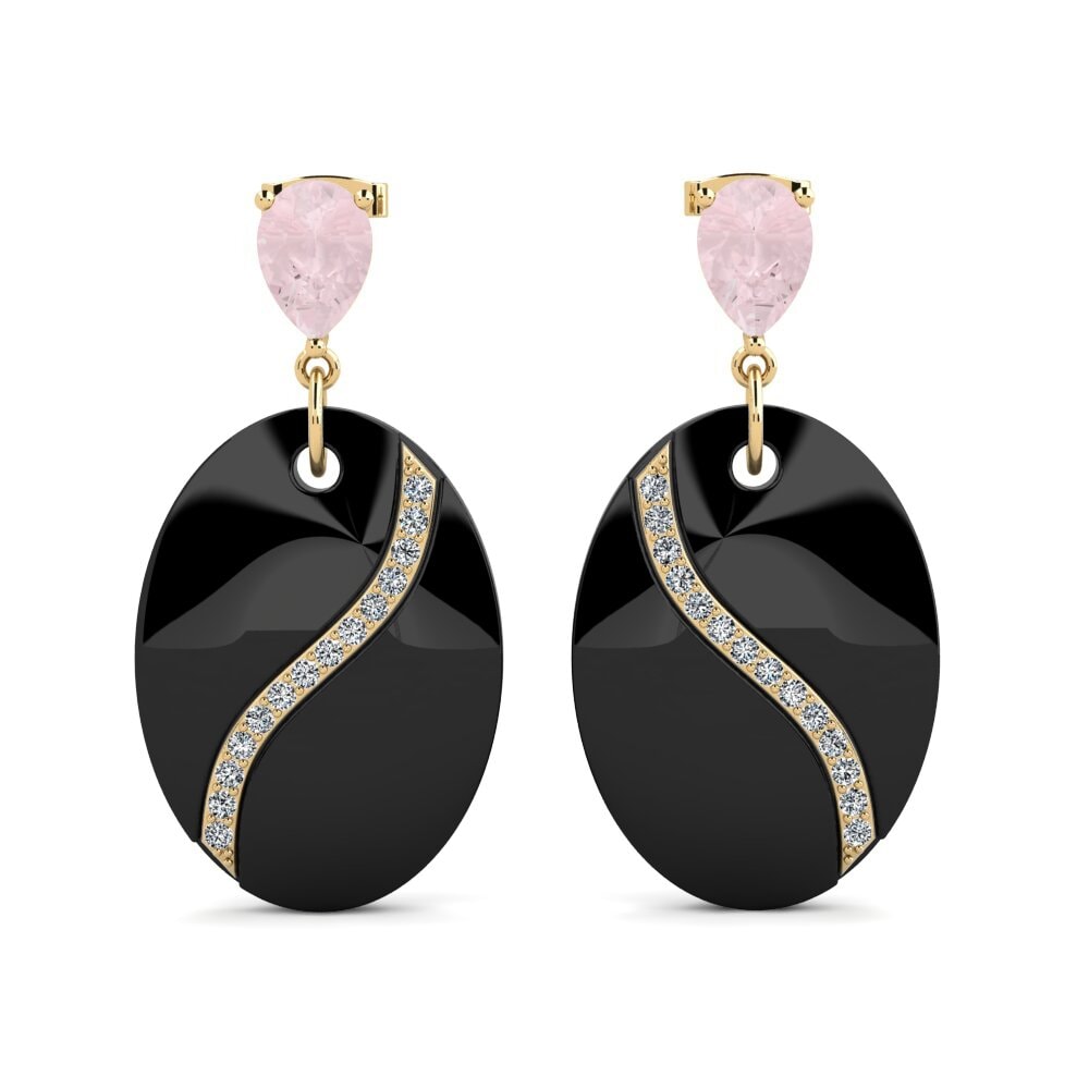 9ct Yellow Gold Rose Quartz Women's Earring Brunner
