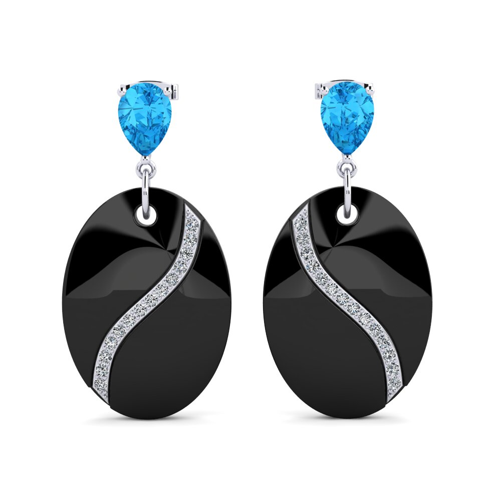 950 Platinum Blue Topaz Women's Earring Brunner