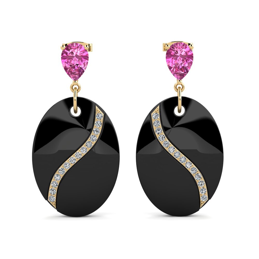 14ct Yellow Gold Pink Topaz Women's Earring Brunner