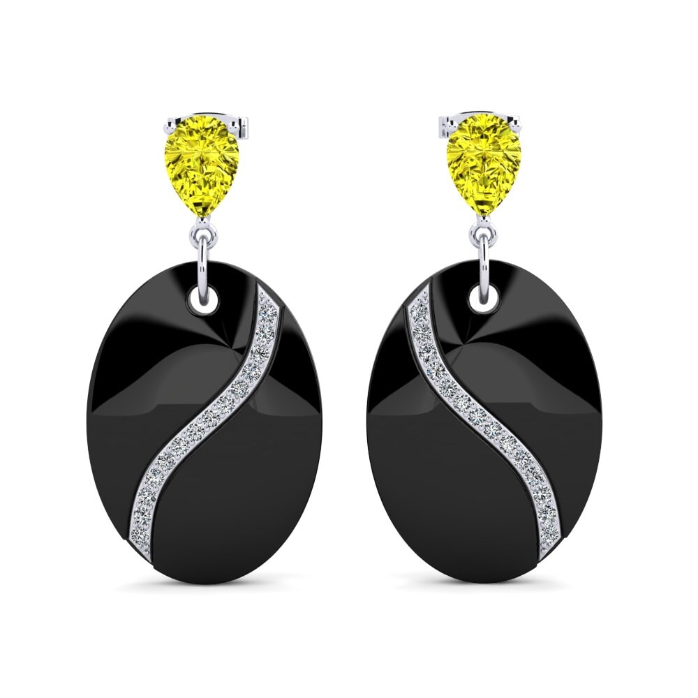 14ct White Gold Yellow Diamond Women's Earring Brunner