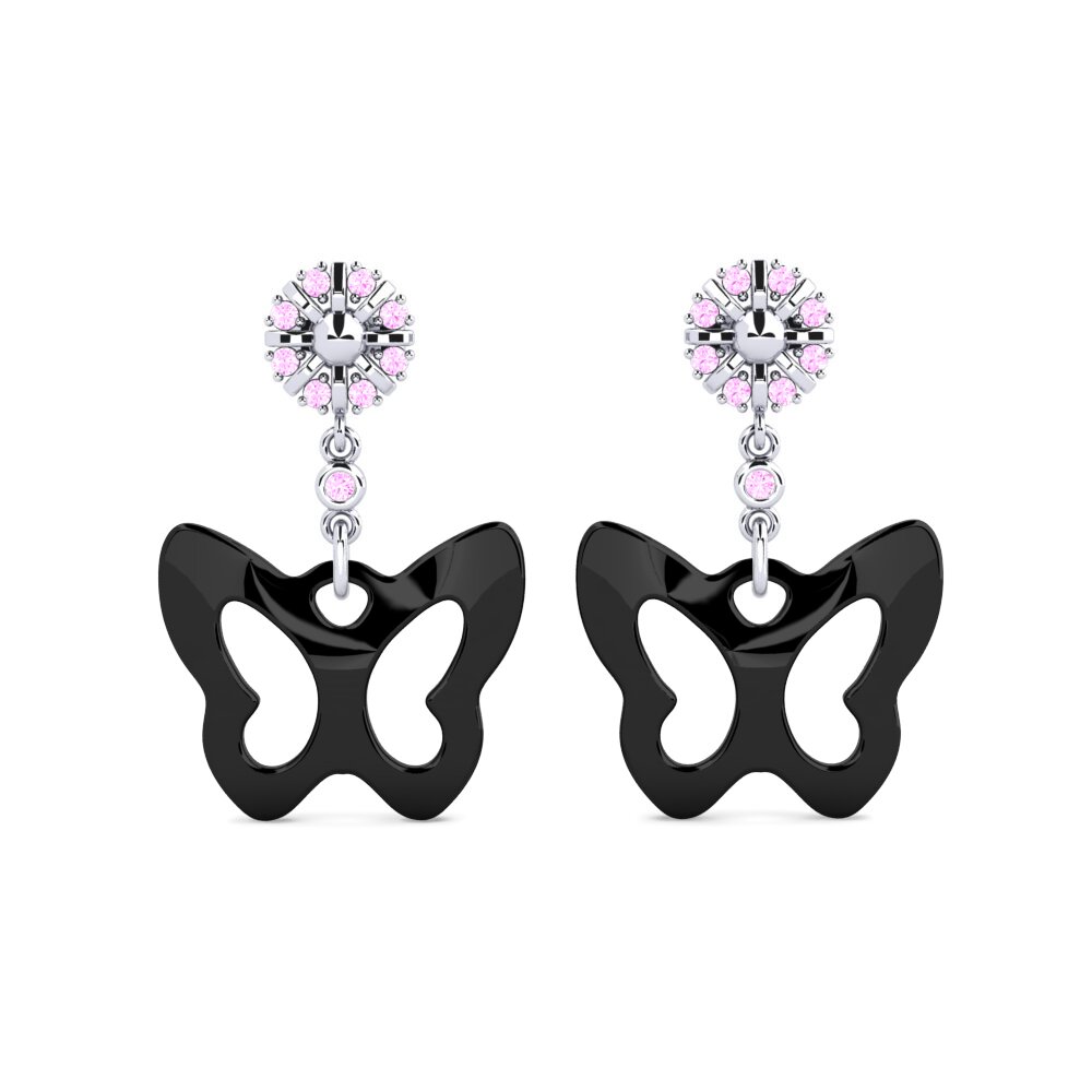 18ct White Gold Pink Sapphire Women's Earring Bruno