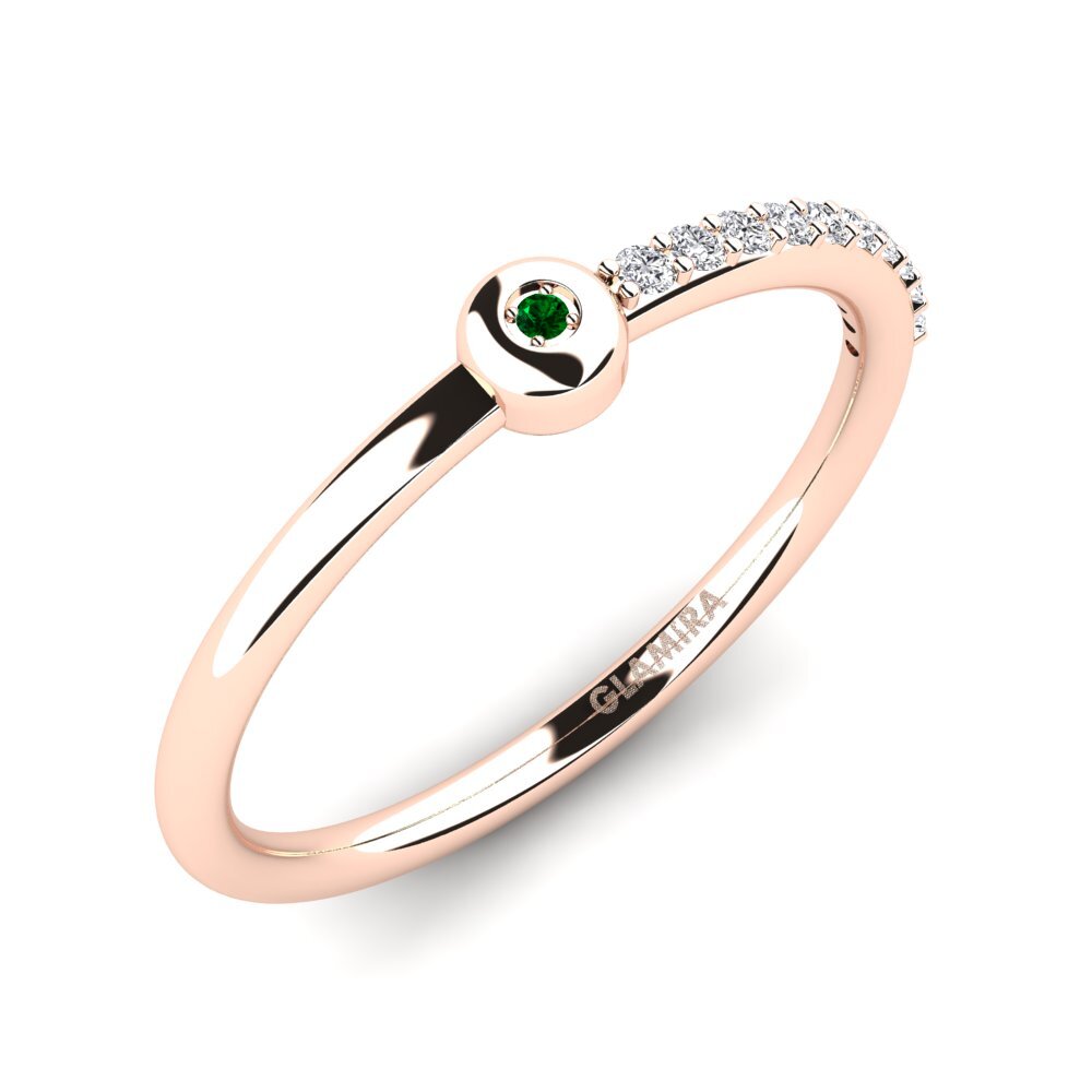 14ct Rose Gold Green Zirconia Women's Ring Brutna