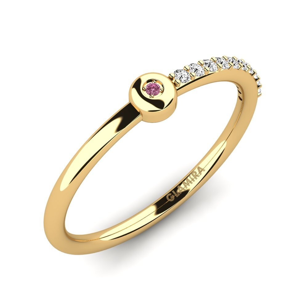 18k Oro Amarillo Granate Rhodolite Anillo de Mujer Brutna