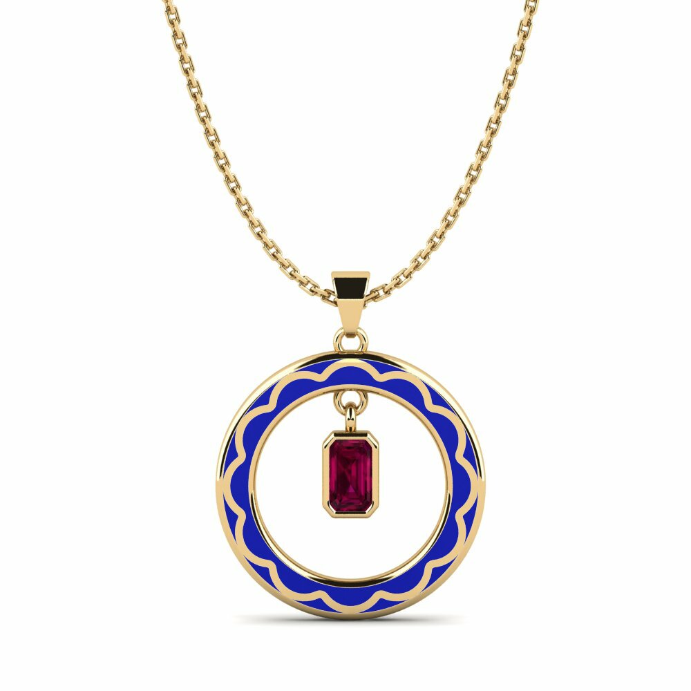 Vàng 9K Đá Rhodolite Mặt dây chuyền nữ Btar