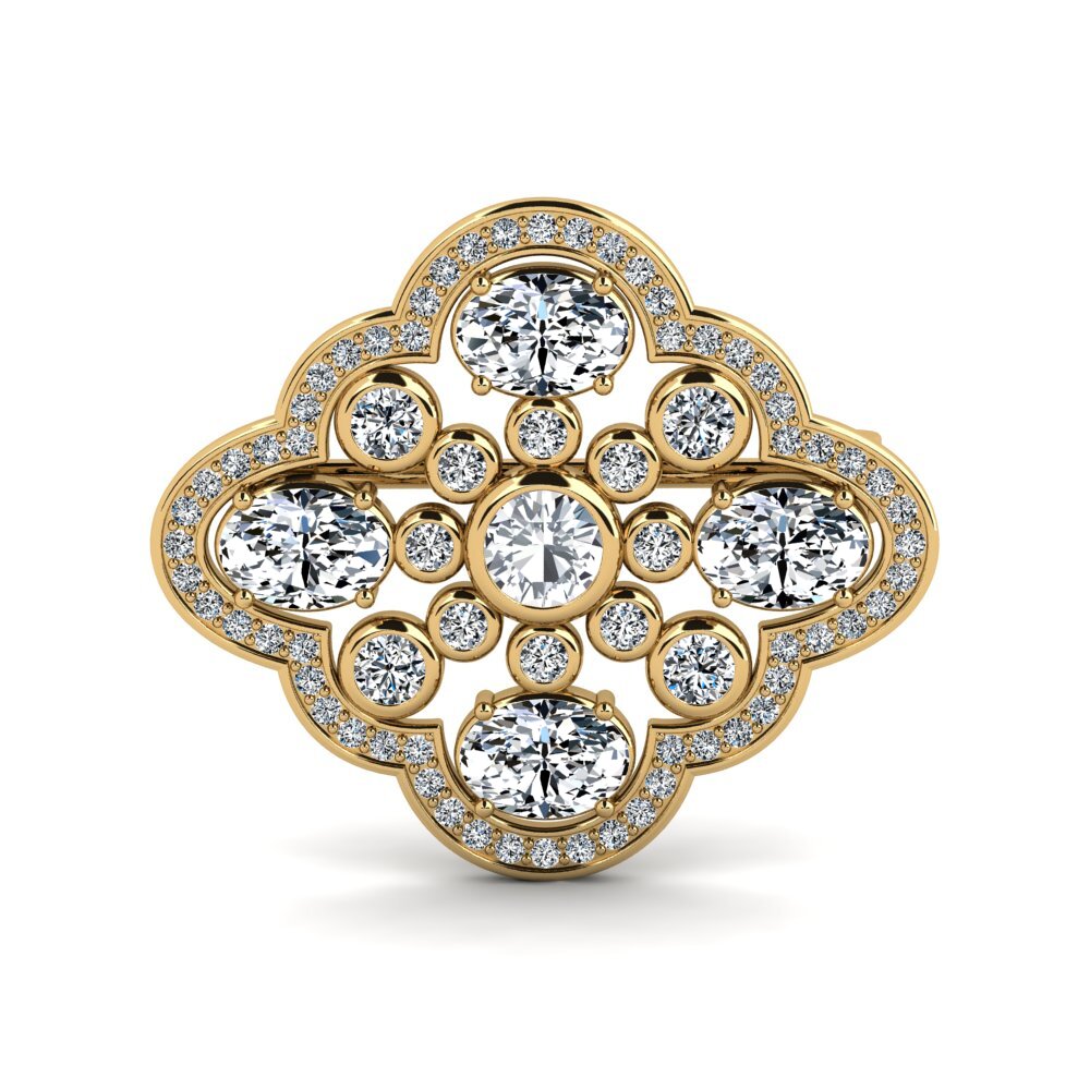 Vàng 14K Đá Zircon Trắng Trâm cài Bublitz