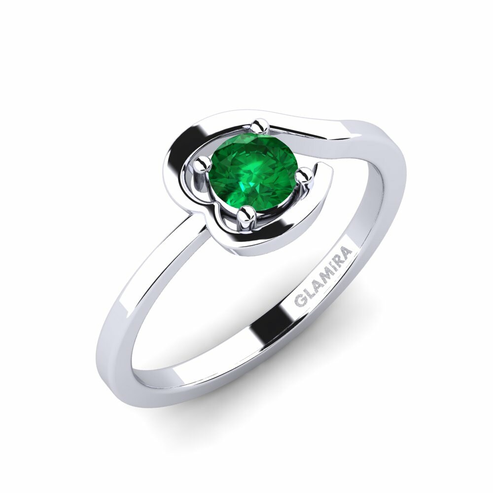 Design Solitaire Nhẫn Đôi Bucha Vàng Trắng 585 Đá Emerald (Đá nhân tạo)