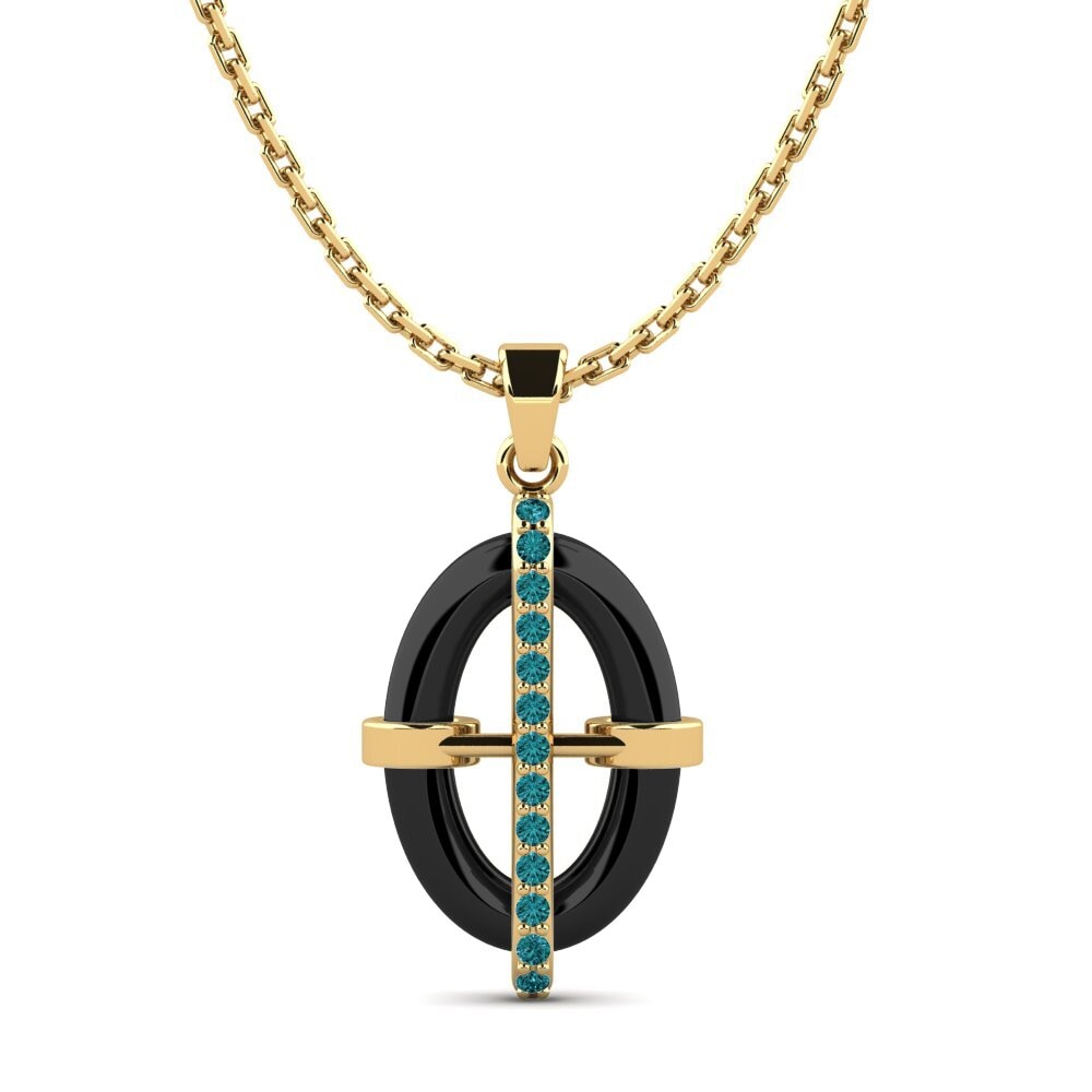 9ct Yellow Gold Blue Diamond Women's Pendant Buckland