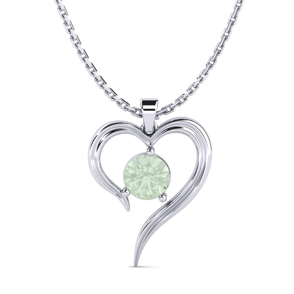 925 Silver Green Amethyst Pendant Buidhe