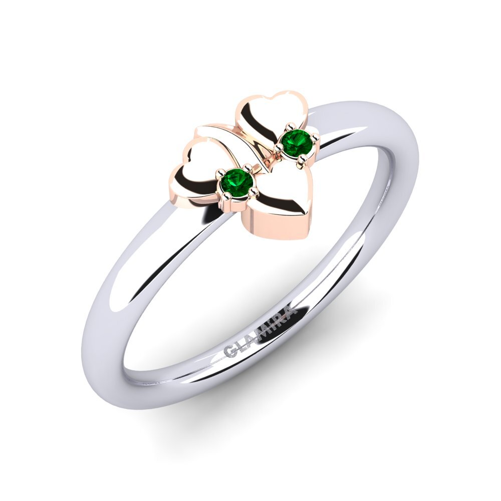 14ct White / Rose Gold Green Zirconia Ring Buisson