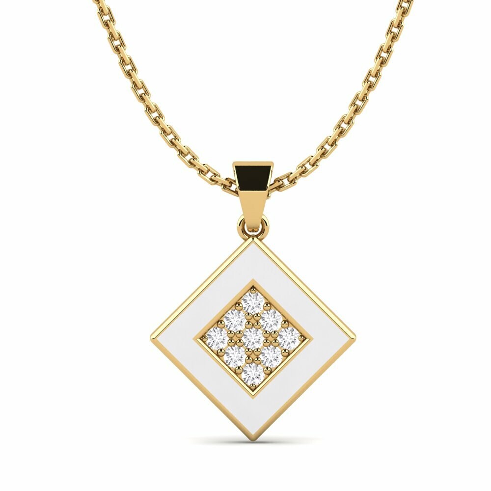 Vàng 9K Đá Sapphire Trắng Mặt dây chuyền nữ Bujan