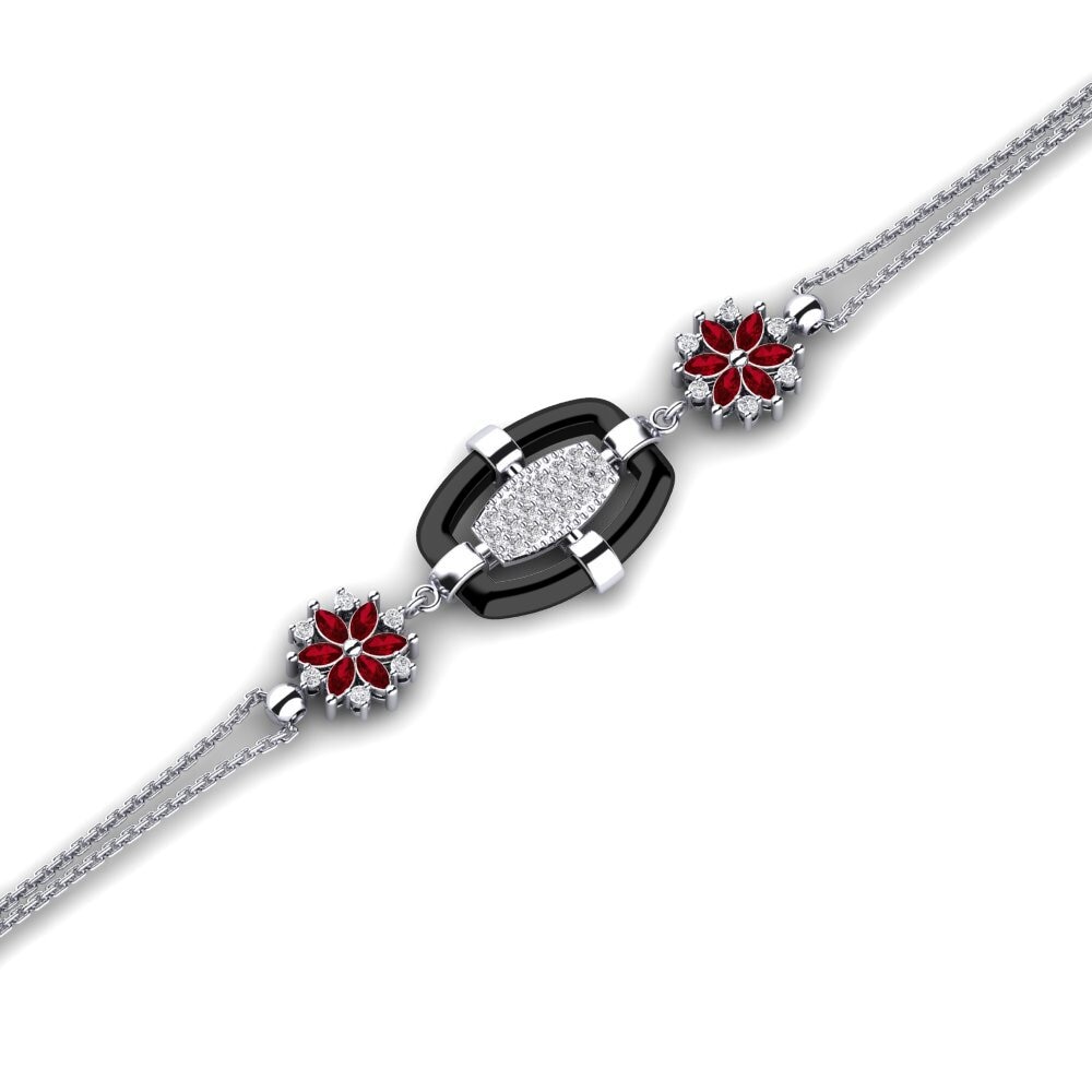 950 Palladium Red Zirconia Women's Bracelet Bujar