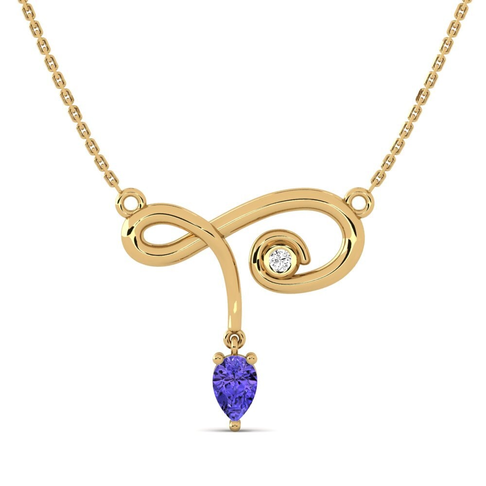 Gelbgold 585 Tansanit Damen halskette Bukata