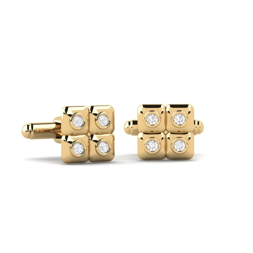 14ct Yellow Gold White sapphire Cufflink Bumboner