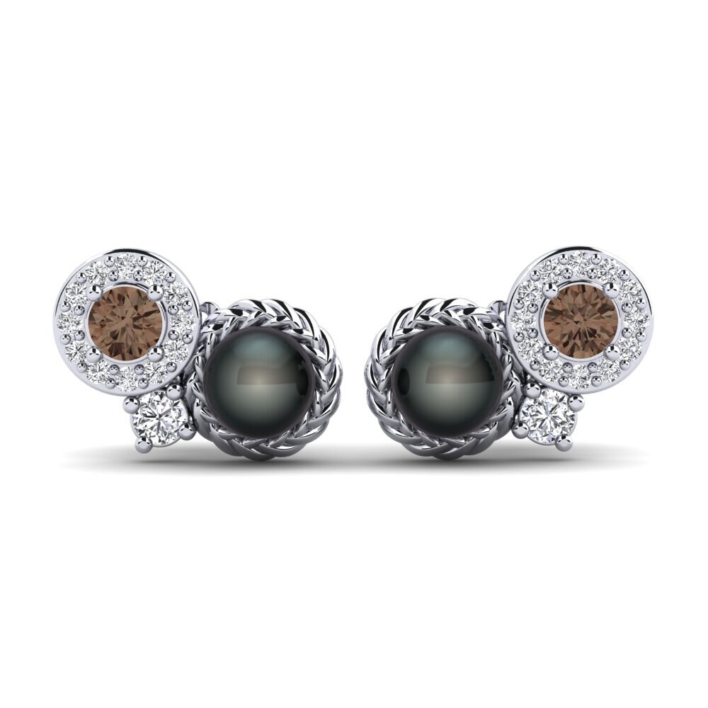 18ct White Gold Smoky Quartz Women's Earring Bunga