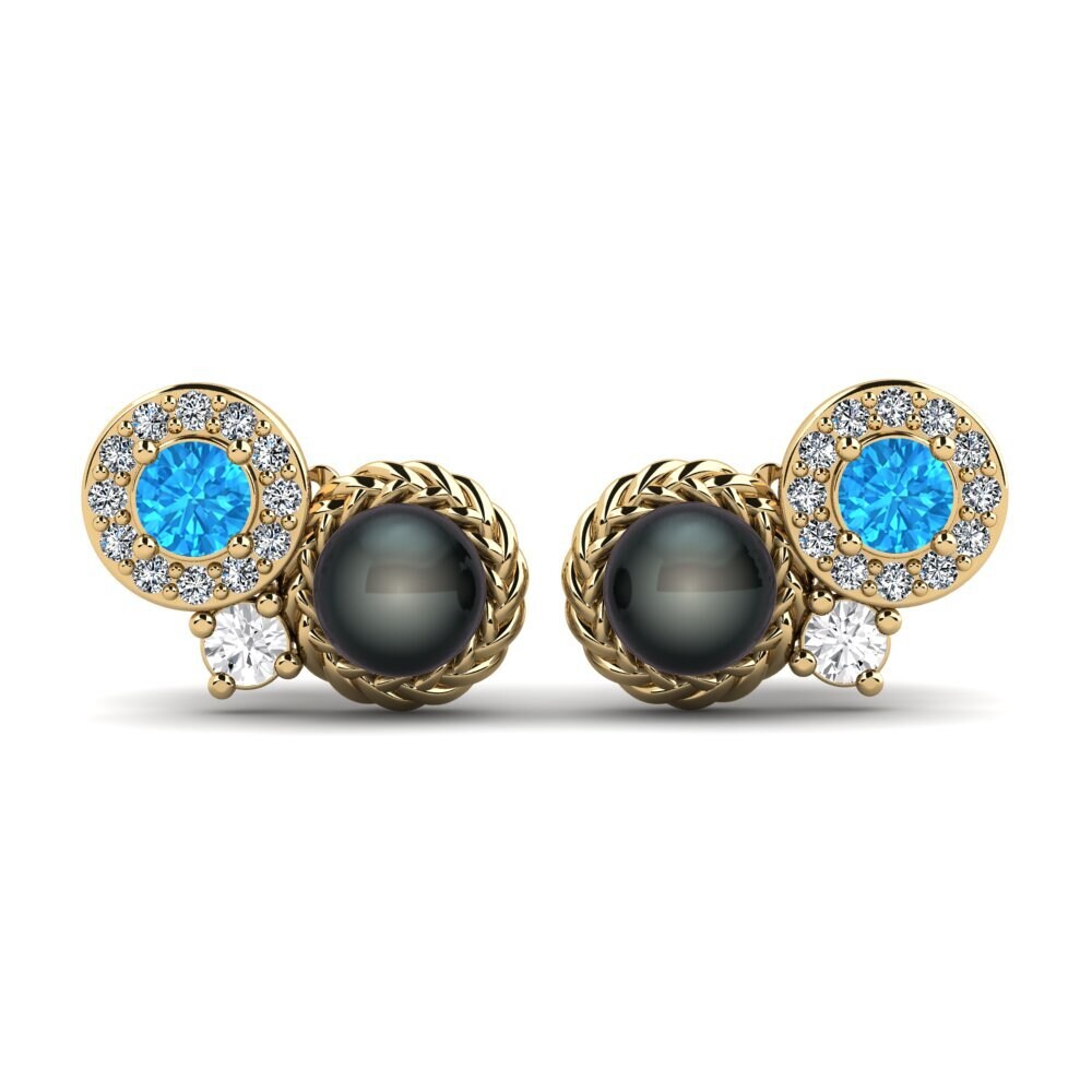 Ronde Topaze Bleue Boucle d'oreille femme Bunga