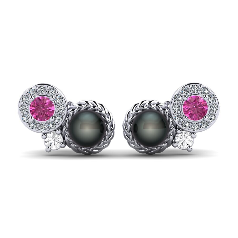 9ct White Gold Pink Topaz Women's Earring Bunga