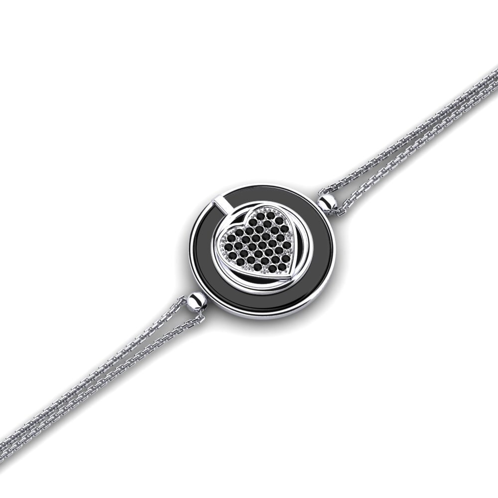 14k Oro Blanco Ónix Negro Pulsera de Mujer Burch
