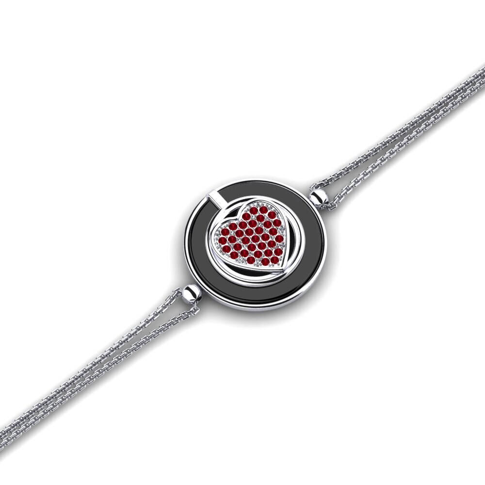 950 Palladium Red Zirconia Women's Bracelet Burch