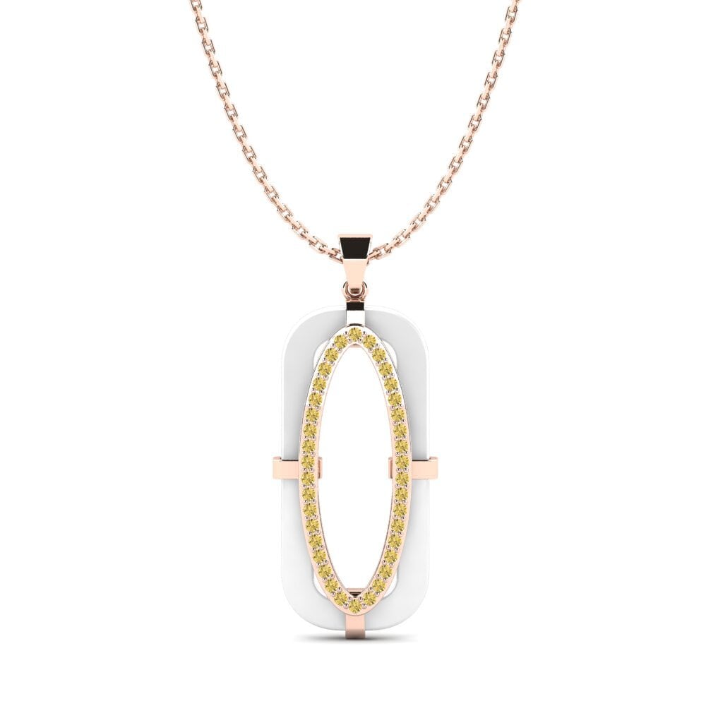 9ct Rose Gold Yellow Diamond Women's Pendant Burdo