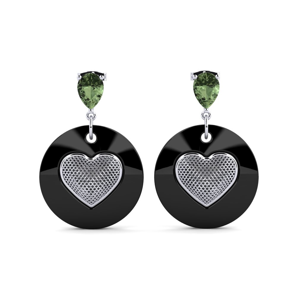 White Silver Green Sapphire Women's Earring Burghart
