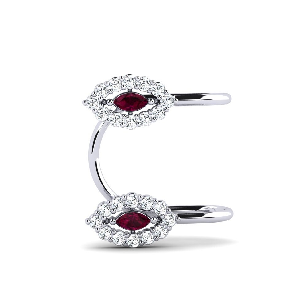 9ct White Gold Rhodolite Garnet Women's Earring Burgos