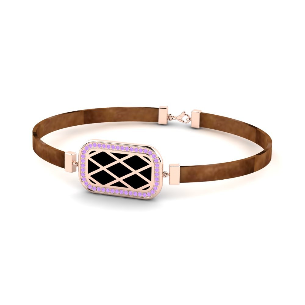 9K Rose Gold Amethyst Men's Bracelet Burmy