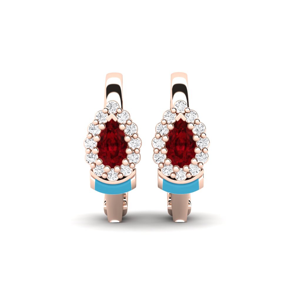 14ct Rose Gold Ruby Women's Earring Burnie