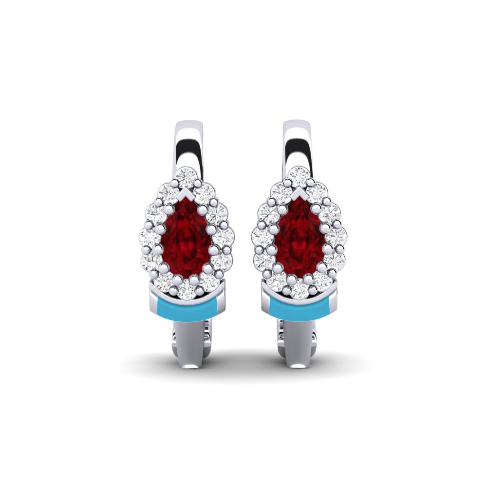 18ct White Gold Ruby Women's Earring Burnie