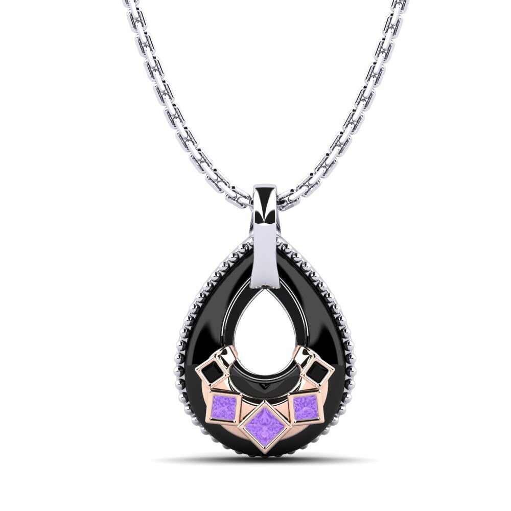 18ct White & Rose Gold Amethyst Women's Pendant Burrus