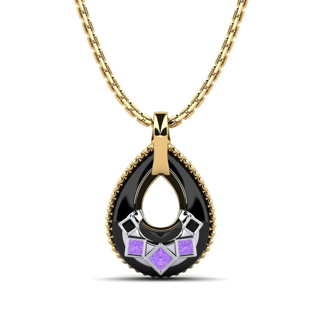 14k Yellow & White Gold Amethyst Women's Pendant Burrus