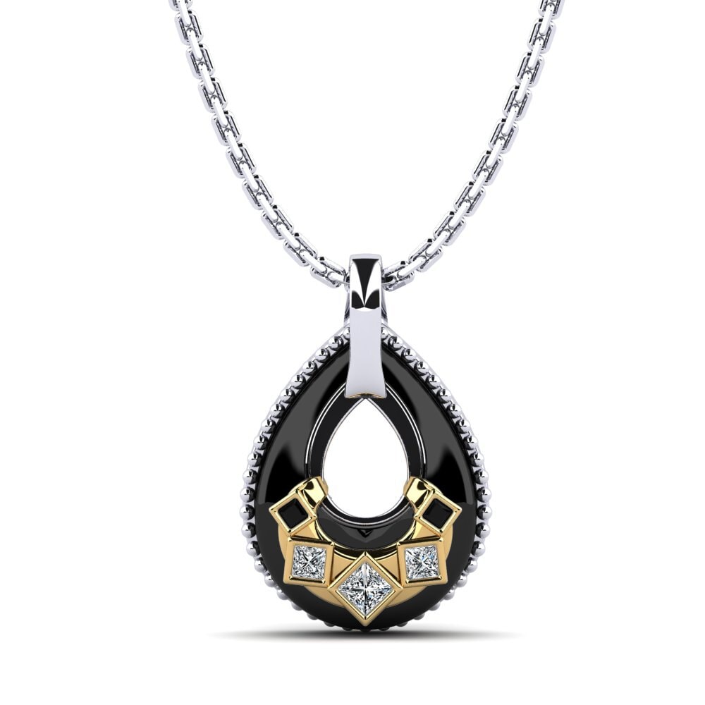 14ct White & Yellow Gold Zirconia Women's Pendant Burrus