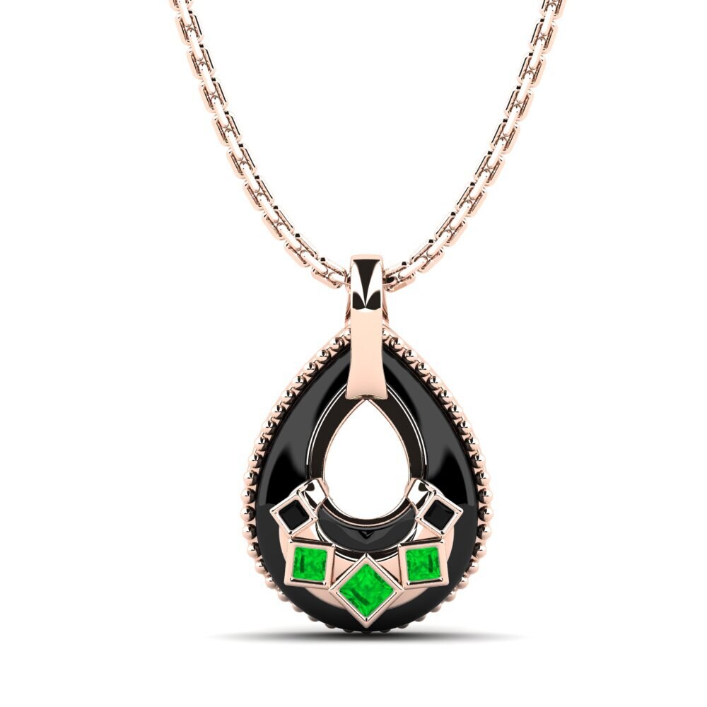 9ct Rose Gold Emerald Women's Pendant Burrus
