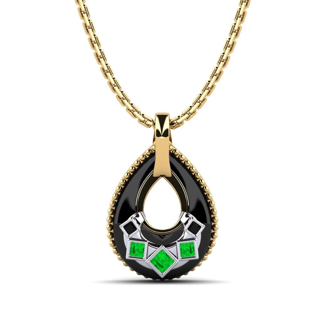 14ct Yellow & White Gold Emerald Women's Pendant Burrus