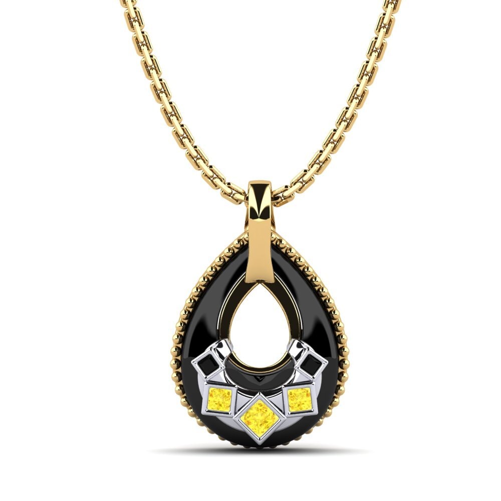 9k Yellow & White Gold Yellow Sapphire Women's Pendant Burrus