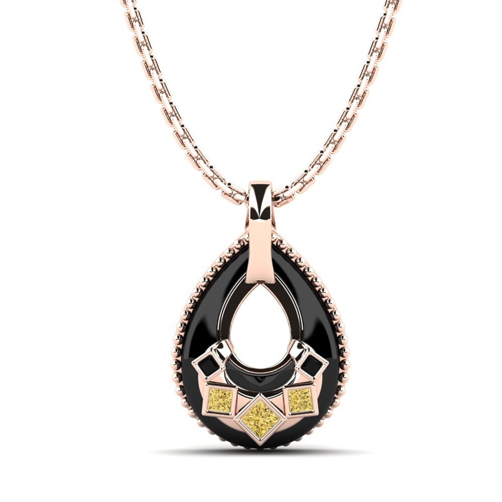 9ct Rose Gold Yellow Diamond Women's Pendant Burrus