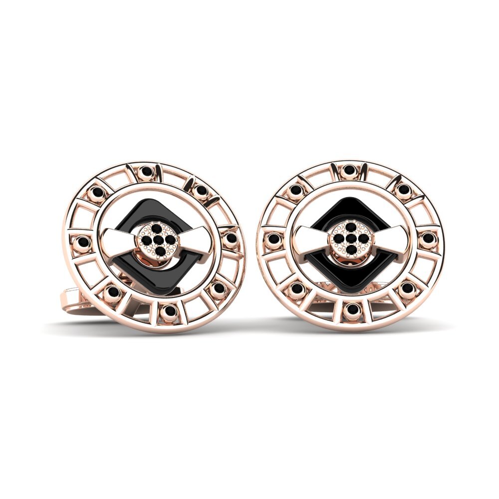 14ct Rose Gold Black Sapphire Cufflink Burton