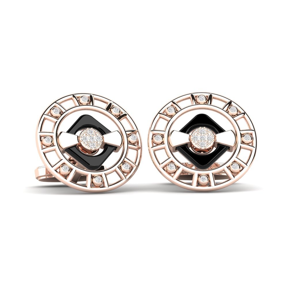 14ct Rose Gold White sapphire Cufflink Burton